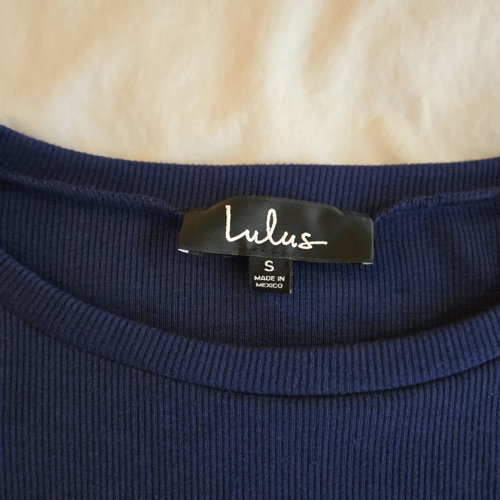 Lulus Connelly Navy Blue Ribbed Long Sleeve Bodycon Midi Dress - Picture 2 of 13